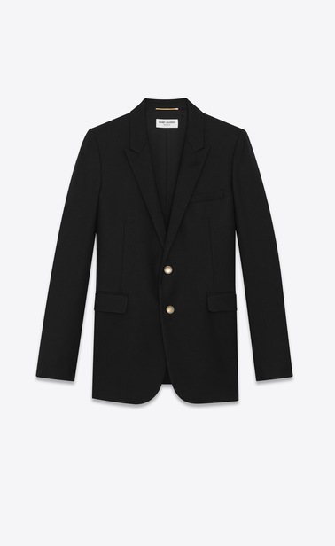 jacket with notched collar in wool gabardine